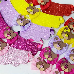 Conjunto Laço e Babador EVA Ursinhas - 15 unidades