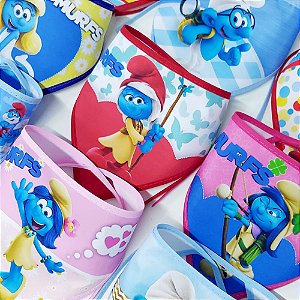 Bandanas Tecido Estampado Smurfs - 10 unidades