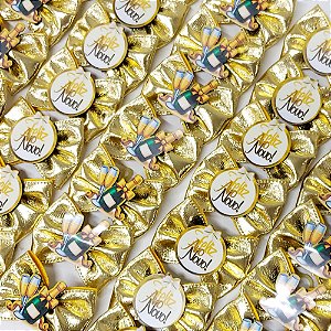 Laço Borboleta Metalizado PF Ano Novo - 10 unidades