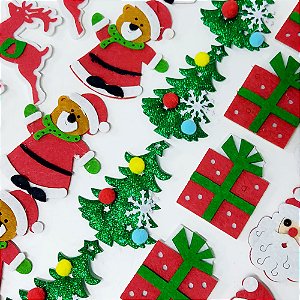 Laço de Penteado Personagens Natalinos Poliéster Natal Mod.2 - 10 unidades