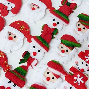 Laço de Penteado Personagens Natalinos Poliéster Natal Mod.3 - 10 unidades