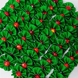 Laço Fuxico Mini Natal - 10 unidades