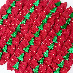 Laço Borboleta Lã Poá Ouro Natal - 10 unidades