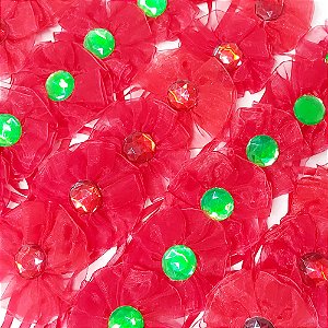 Gargantilha Fuxico Voil Chaton Natal - 10 unidades