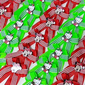 Laço de Ponta Duplo Listrado PF Natal - 10 unidades