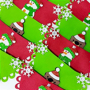 Babador Feltro EVA Natal Mod.3 - 10 unidades