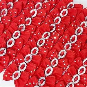Laço Borboleta Duplo Voil Brilho Pedraria Natal - 10 unidades