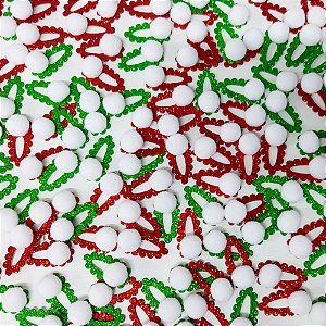 Adesivos EVA Glitter TicTac Pompom Natal - 20 unidades