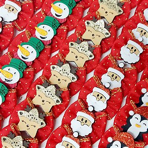 Laço Borboleta Pespontada Ouro Poá EVA Natal - 10 unidades