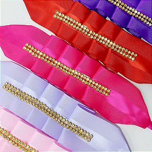 Gargantilha Plissada Decorativo Strass - 10 unidades