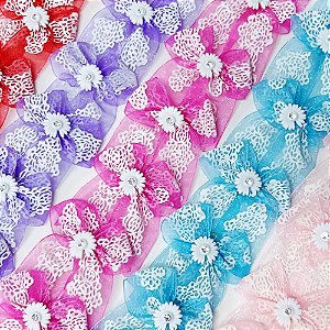 Laço de Ponta Voil Decorativo Pedraria - 10 unidades