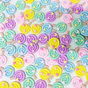 Laço de Penteado Pirulito Resina Mod.2 - 10 unidades