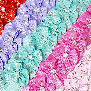 Laço de Pescoço Estampado Sorvete Ouro Pedraria - 10 unidades