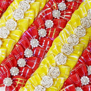 Laço Borboleta Duplo Voil Decorativo Pedraria Mod.2 - 10 unidades