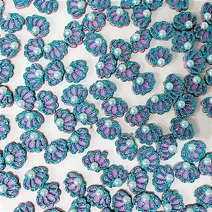 Adesivos EVA Glitter Concha Mar - 20 unidades