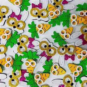 Adesivos EVA Coelha Cenoura Páscoa - 10 unidades