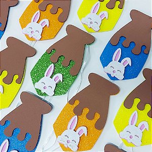 Gravata Social EVA Coelho Chocolate Páscoa - 10 unidades