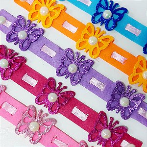 Gargantilha Passa Fita Feltro EVA Borboleta - 10 unidades