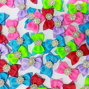 Laço Adesivo Borboleta EVA Pedraria Mod.1 - 10 unidades