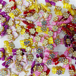 Laço Micro Borboleta Jeans Pedraria - 20 unidades