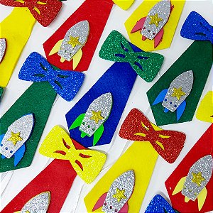 Gravata Social Laço Feltro EVA Foguete - 10 unidades