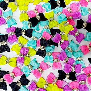 Laço Adesivo Borboleta EVA Pedraria Mod.9 - 10 unidades