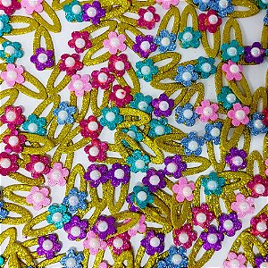 Adesivos EVA Glitter TicTac Florzinha Mod.2 - 10 unidades