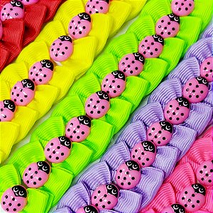 Laço Borboleta Resina Joaninha - 10 unidades