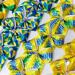 Laço Pescoço Estampado Strass Copa Brasil - 10 unidades