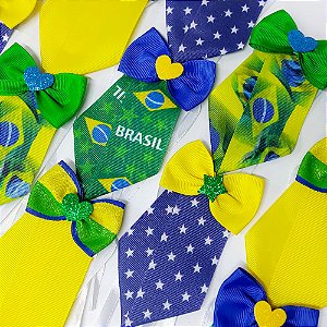 Gravata Social Laço Estampado Copa Brasil Mod.3 - 10 unidades