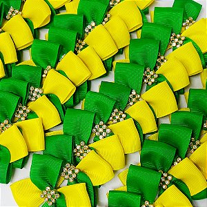 Laço X Strass Copa Brasil - 10 unidades