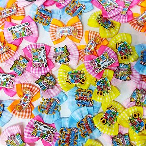Laço Borboleta Duplo Estampado Xadrez PF Festa Junina Mod.2 - 10 unidades