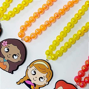 Colar Pérola Pingente Emborrachado Princesas Mod.2 - 10 unidades