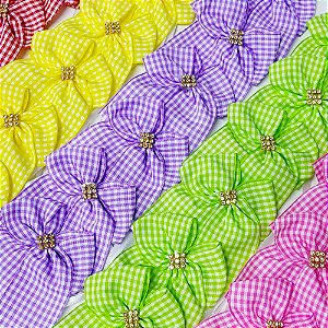 Laço Pescoço Estampado Xadrez Strass - 10 unidades