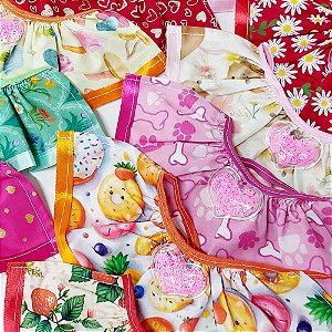 Babador Tricoline Estampado Coração Piscina - 10 unidades