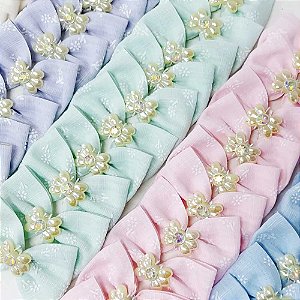 Laço Borboleta Candy Floral Pedraria - 10 unidades