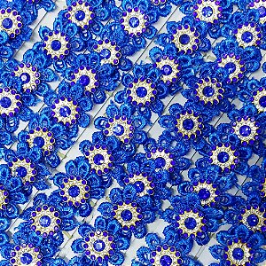 Laço Penteado Guipir Pedraria (Azul) - 10 unidades