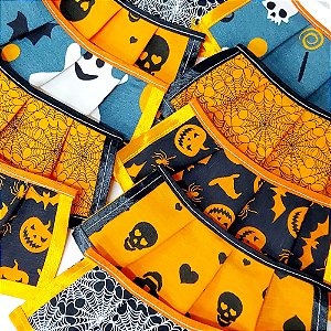 Babador Tricoline Estampado Halloween - 10 unidades