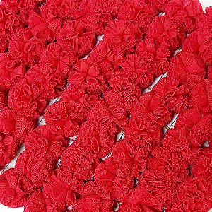 Laço Penteado Pompom Malha (Vermelho) Natal - 10 unidades