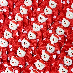 Laço Borboleta Estampado Poá Resina Noel Natal - 10 unidades
