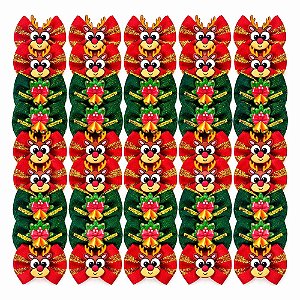 Laço Borboleta Pespontada Ouro PF Natal Mod.1 - 10 unidades