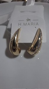 Brinco Folhado a Ouro com pedras Elegante