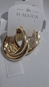 Brinco Argola Dupla Folhado a Ouro