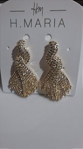 Brinco Folhado Ouro com Pedras H. Maria