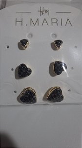 Conjunto de Brinco Folhado Ouro com Pedras zirconia
