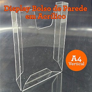 Display Bolso de Parede Prontuário em Acrílico Tamanho A4 – Vertical