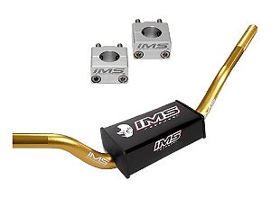 Guidão Dourado + Adaptador Ims Fat Bar 32mm Com Espuma