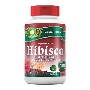 Hibisco com Gengibre e Picolinato de Cromo 180 Cápsulas Unilife