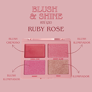 Paleta De Blush e Iluminador Rose Gold- Ruby Rose