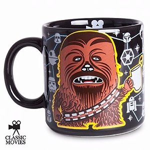 Caneca Star Wars Chewbacca - Porcelana Preta - 400ml